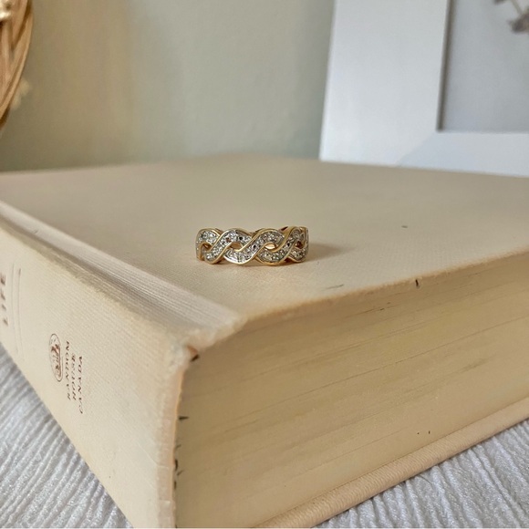 Eternity Twist Gold Helix Braid Pave Band Ring “Bellamy” Classic Engagement Prom - Picture 3 of 12